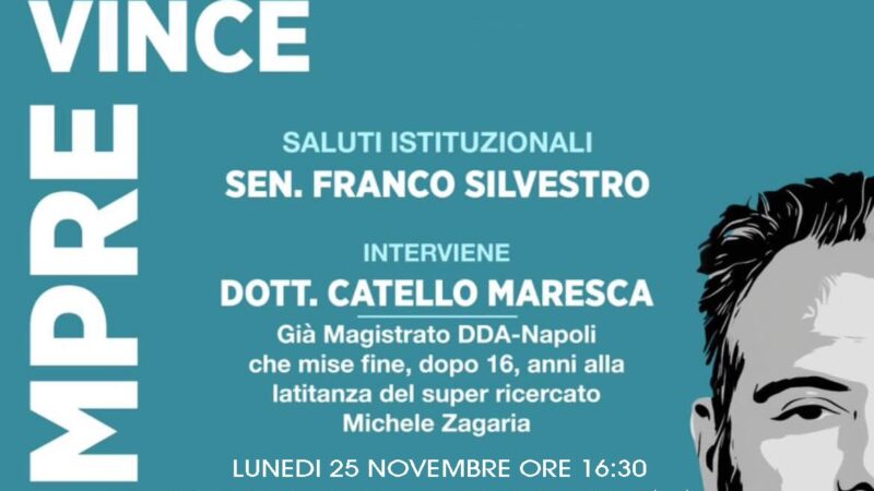 PRESENTAZIONE LIBRO DEL MAGISTRATO – DDA  DOTT CATELLO MARESCA